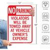 GicnKeuz Large No Parking Signs,18x12 Inches Violators Will Be Towed Away at Vehicle Owner's Expense Signs, Engineer Grade Reflective Aluminum, Fade