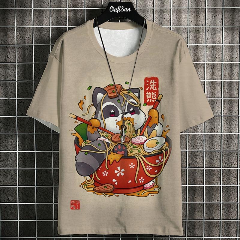 3d Ukiyo-E Animal Print Men's T-Shirt Summer Casual Oversized Short Sleeve T Shirt For Men Fashion Man Clothing 2024 Vintage Tee