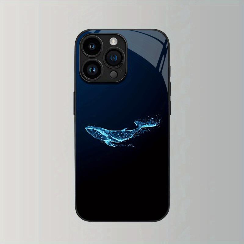 Fantasy Blue Whale Tempered Glass Phone Case Suitable for iPhone 17 16 15 14 13 12 11 Pro/ Max /Plus Anti-fall and Shockproof
