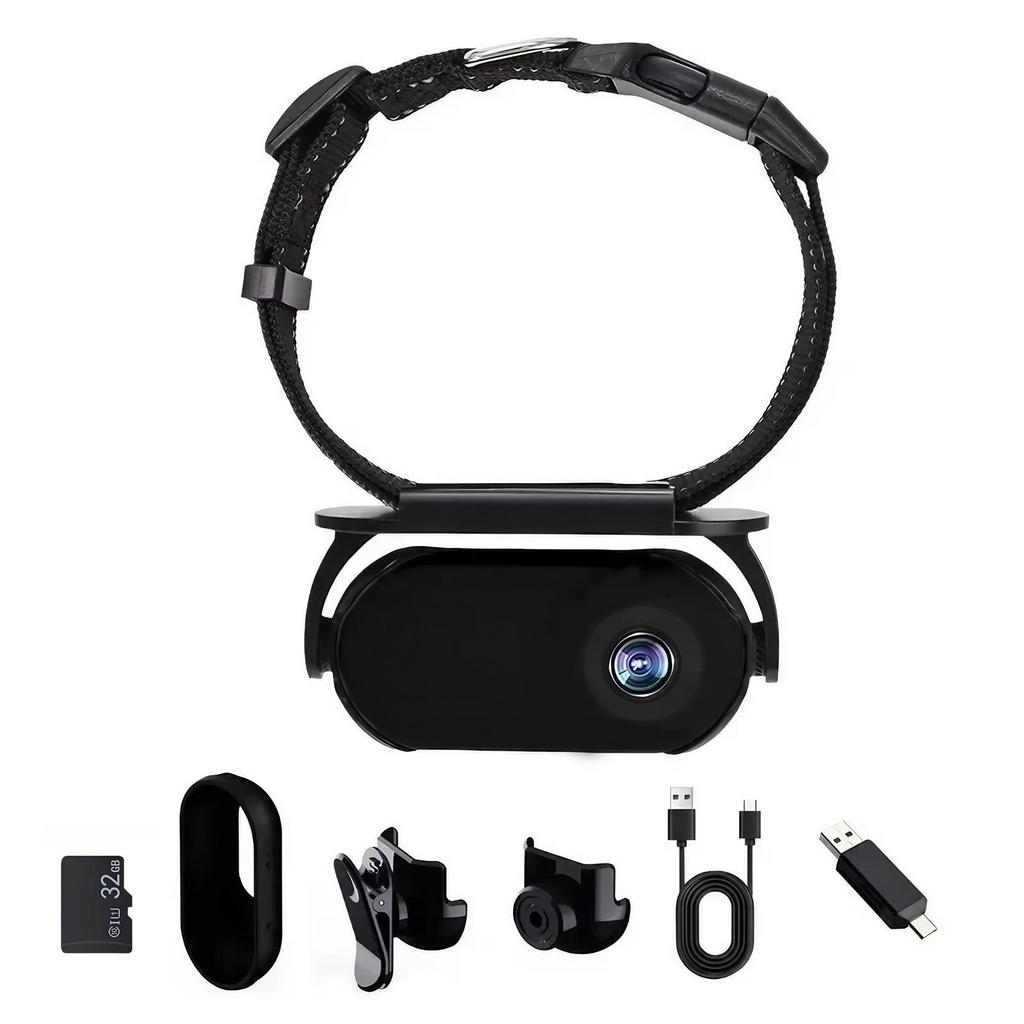 1080P HD Pet Camera Collar Wireless Mini Body Cam for Dogs Cats Indoor Outdoor Sports Action Video Recording