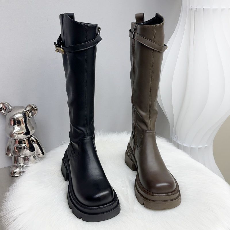 Leather platform boots women's autumn and winter high knight boots but knee boots women