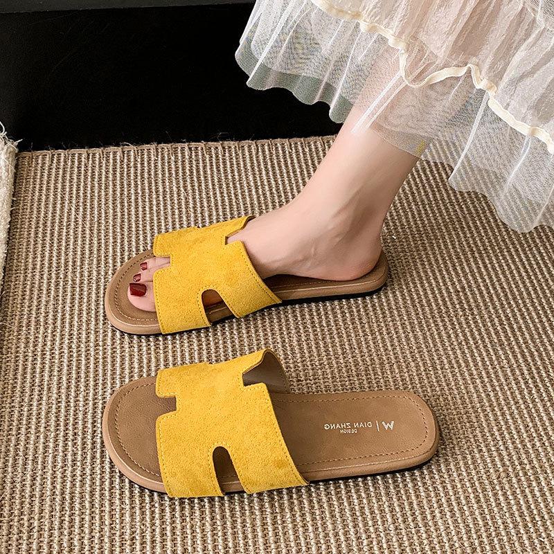 Francuskie obuwie wierzchnie na płaskiej podeszwie, klapki na jeden pedał, fajne kapcie damskie 2025 lato nowe, wróżkowy styl, retro, plażowe klapki jednosłowne