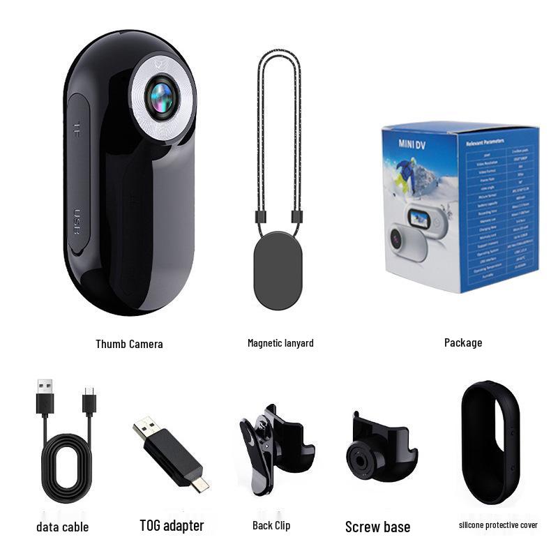 1080P HD Anti-Shake Thumb Action Camera with Lapel Clip for Cycling, Pets, Vlogs & More