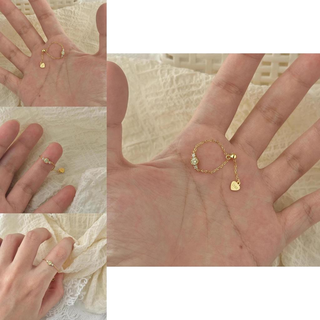 Trendy Pull-through Chain Ring For Women Featuring Chic Moissanite Accents