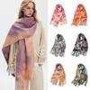 Boucle Knit Tie Dye Scarf Western Style Winter Neck Warmer Gradient Shawl  Outdoor