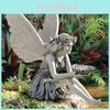 Enchanting Sitting Fairy Garden Statue Crafted From High-quality Durable Resin