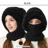 Versatiles Knitted Hat Women Ponytail Hat with Integrated Vintage Neck Warmer for Women with Neck Warmer