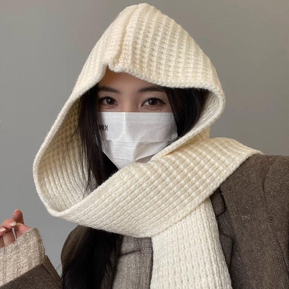 Ear Protector Women Balaclava Cap Knitted Knitted Beanies Hats Warm Headgear Scarf Hat Winter Warm