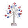 Independence Day LED Star Tree Decoration 18/24-Inch Patriotic Tabletop Light with 24 Red White Blue Stars 8 Modes Timer USB & Battery Powered 4th of