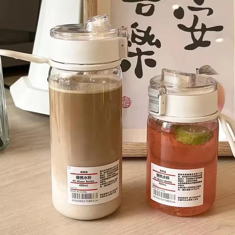 Portable Transparent Kawaii Water Bottle Sports Water Cup Plastic Handy Cup Outdoor Travel Office Essential Water Bottle Cup