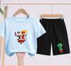 Children's Set - Disney Print Summer Boys' and Girls' Sports T-Shirts, Casual Short-Sleeved Shorts Set, 2-piece, for Ages 2-13