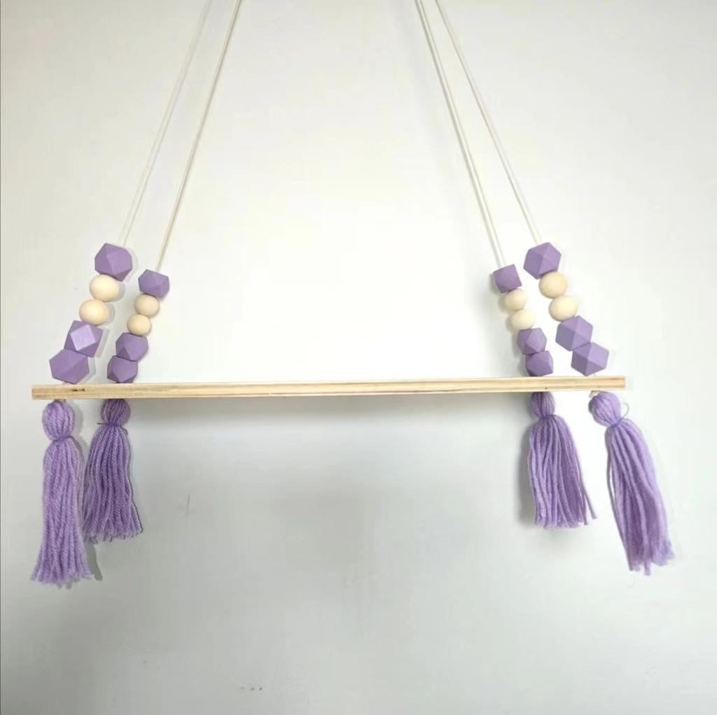 Nordischer Stil Macaron Achteckige Perle Fransen Regal Wandbehang Kinderzimmer Kreative Heimdekoration Brett