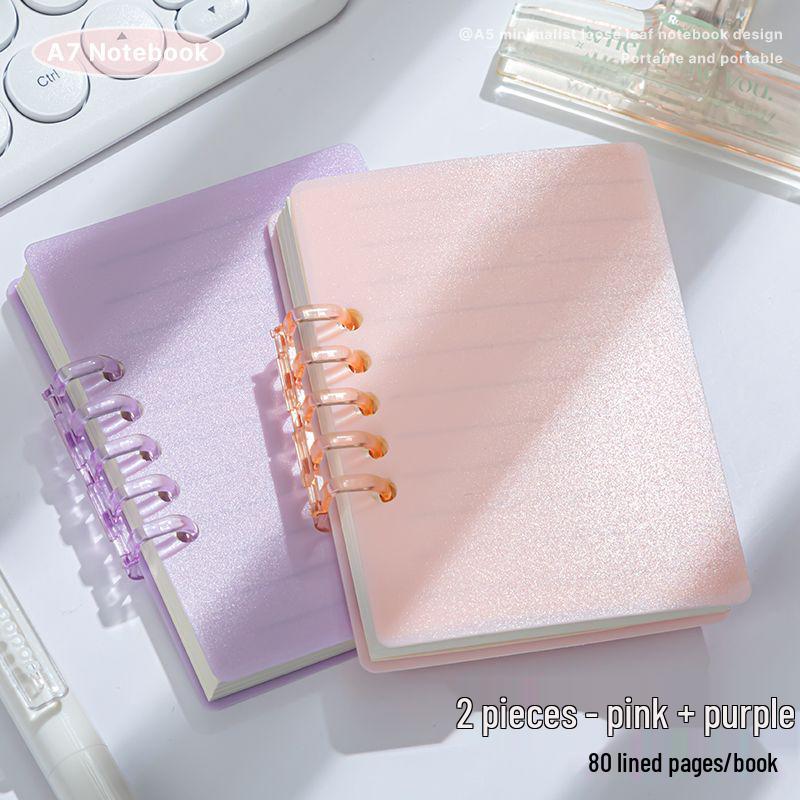 A7 Transparent Minimalist Loose-Leaf Spiral Pocket Notebook, Lined for Single Words