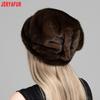 JERYAFUR Women Winter Faux Fur Hat, Elegant Beaded Decor Warm Luxury Ladies Snow Hat for Cold Weather