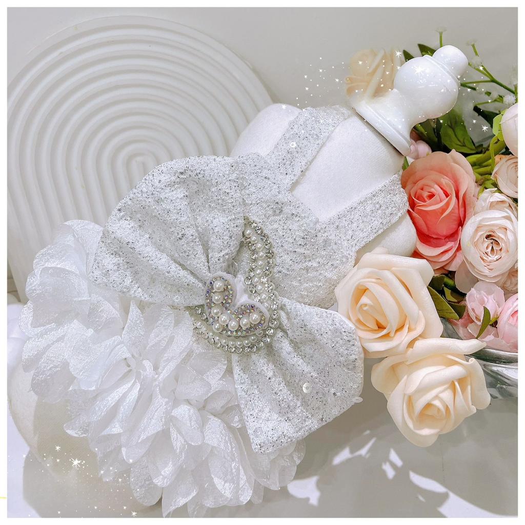 Pet Spring Princess Strap Bow Cake Skirt Yorkshire Strap Skirt Elastic Dress Glitter Dress Dog Dresses for Small Dogs