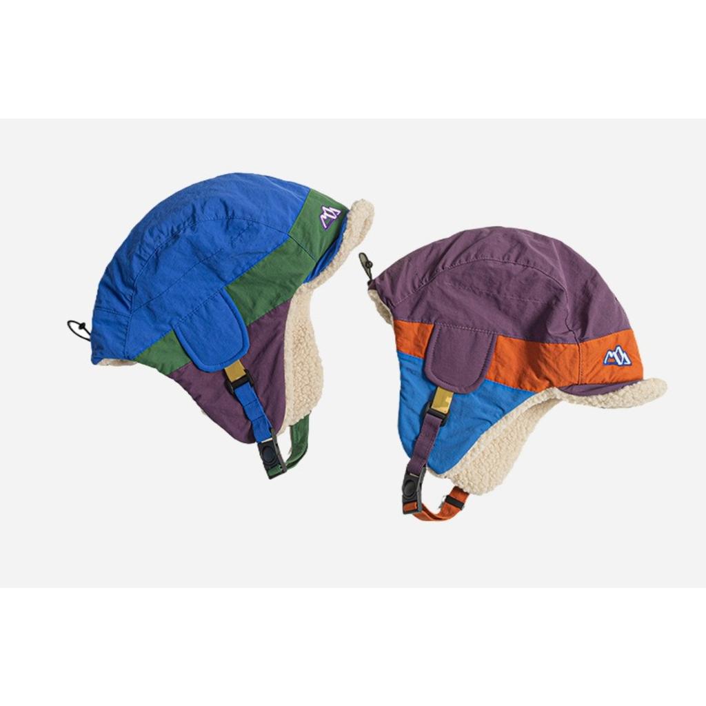 Quick Dry Color Block Ski Hat Winter Warm Ear Protection Thickened Lamb Wool Pilot Cap