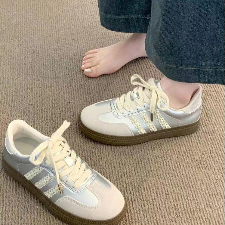 

Серебристые женские новые весенние туфли на платформе, универсальные, низкие, нишевые, повседневные, ретро, кеды 35 серебряный