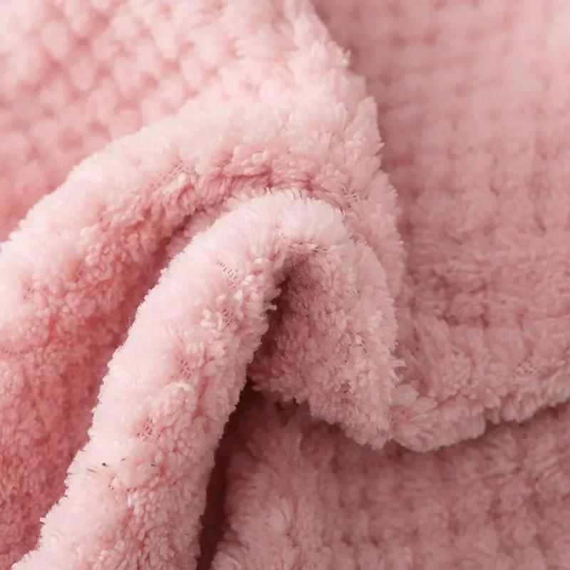 1 Pack Coral Fleece Bathroom Amenities Soft Hand Towels Absorbent Cloth Dish Cloth Hanging Cloth Kitchen Convenient Accessories LS