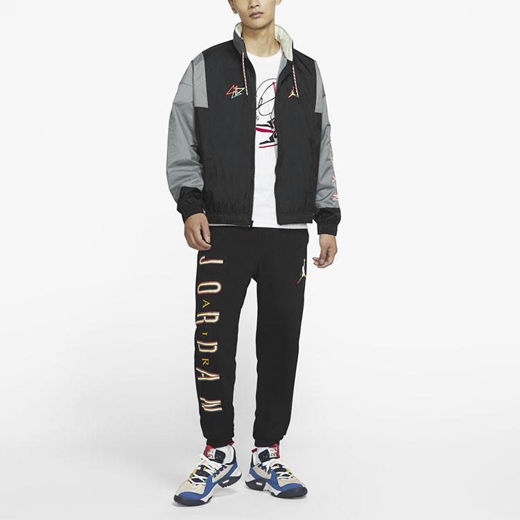 Jordan Sport DNA Logo Print Colorblock Hooded Jacket Men Outerwear Black CK9566-011