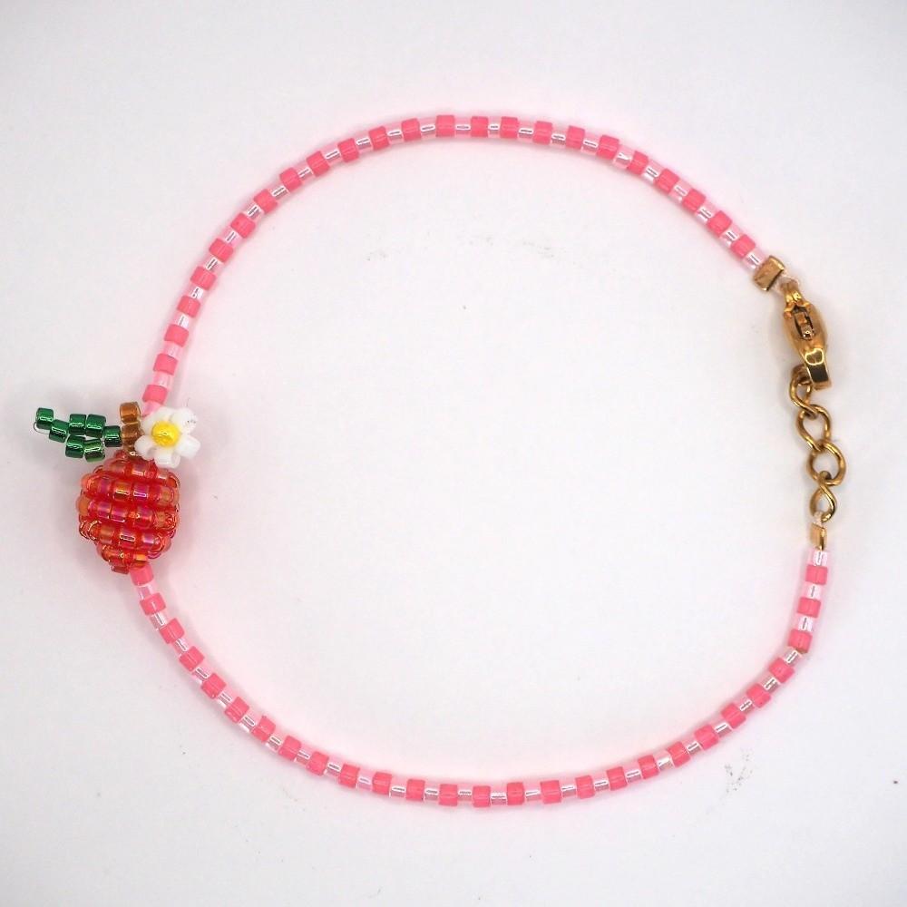 Grapes Vegetables Hand Chain Orange Strawberry Cherry Bangle Colored Beaded Fruits Bracelet  Women