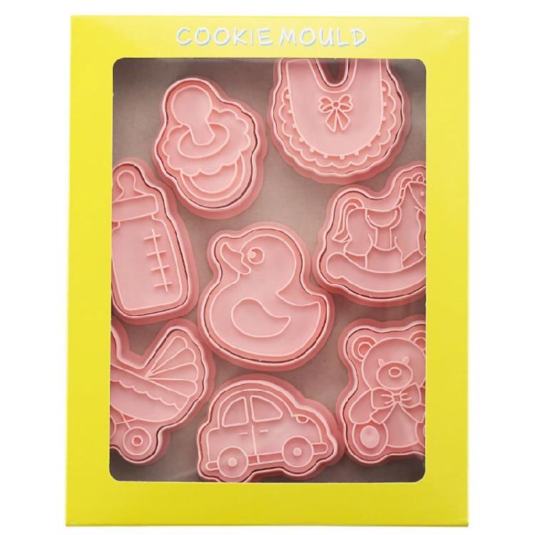 16PCS Babies Series Biscuit Moulds PP Material Push-type Frosting Cookie Molds