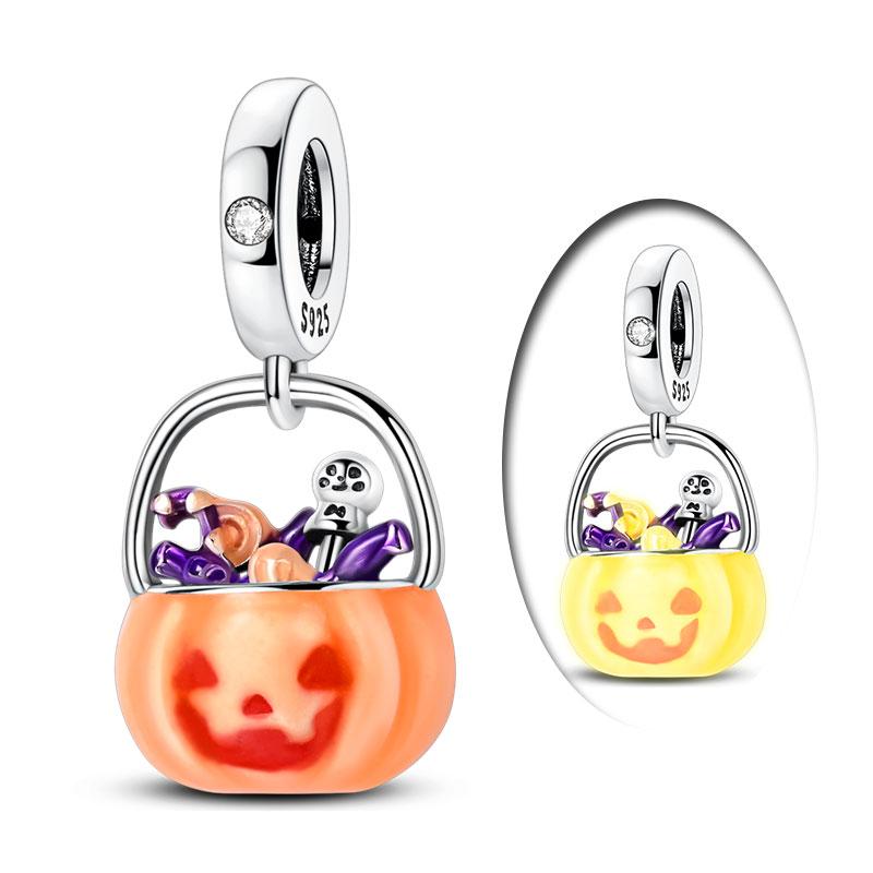 100% Coppernew Halloween Series Charm Pumpkin Skull Beads Fit Originalbracelet Diy Jewelry Making Gifts