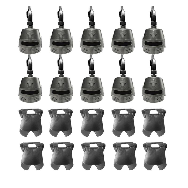 MOC Medieval Military Building Blocks Weapon Figure Accessories Shoulder Armour Helmet Bow Cape Hat Sword Brick Toy Gift X038