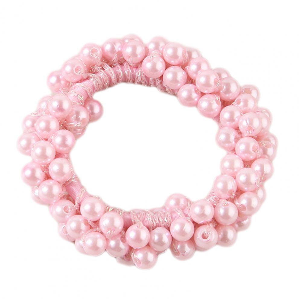 

Цветная искусственная жемчужина для волос, высокая эластичная резинка для волос, женская высокая резинка для волос, держатель для хвоста, аксессуар для волос розовый