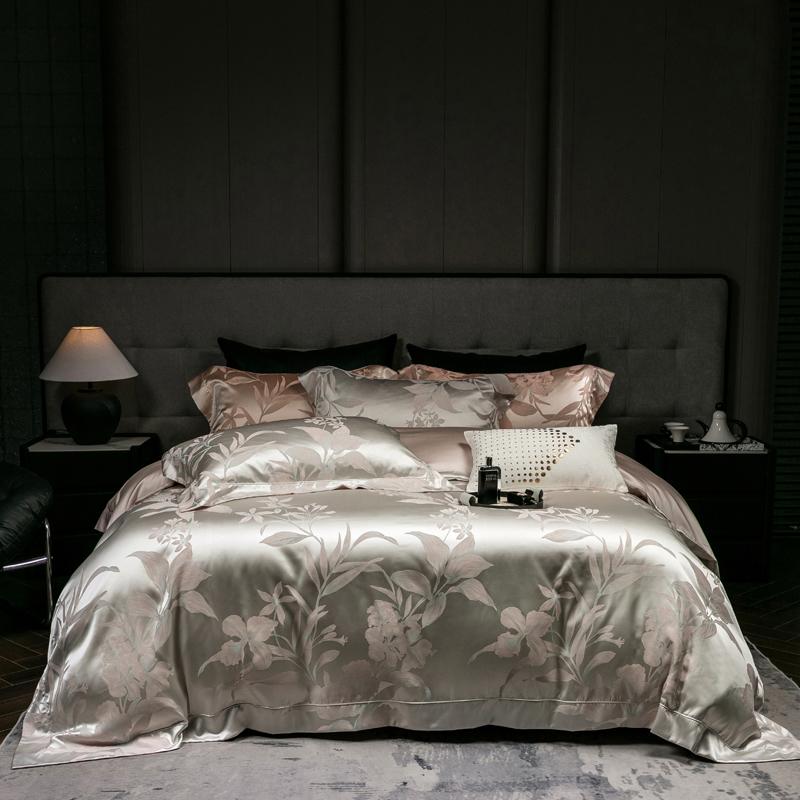 Svetanya Jacquard Satin Bedding Set Queen King Double Size Bed Linens Pillowcase Sheet Comforter Cover Set