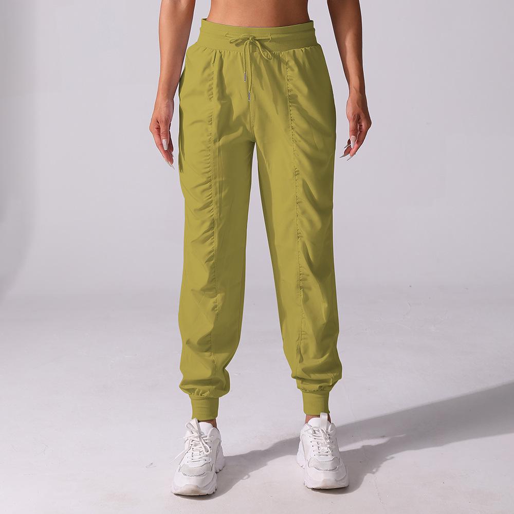 Women's Quick-Dry Pleated Cropped Running Pants with Drawstring
