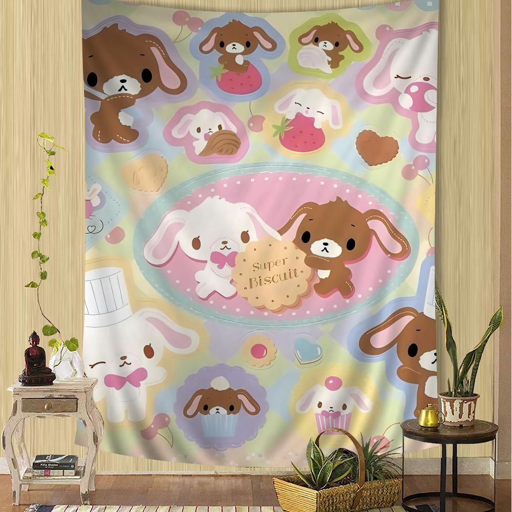 Sugarbunnies Anime Kawaii Cartoon Tapestry Bohemian Wall Hanging Sheets for Room Decor Bedroom Living Room Dorm Wall Art