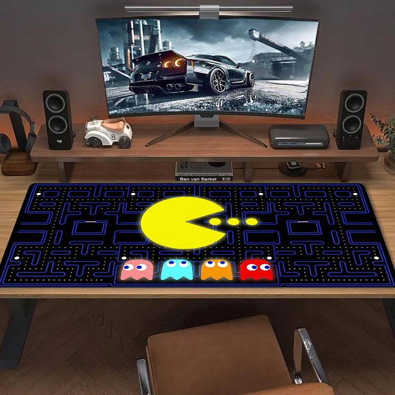 Pac-Man Large Size Mouse Pad Large Gaming Table Cushion Non-slip Laptop Tablet Big Mousepad XXL Mat Mini PC Playmat With Lock Edge