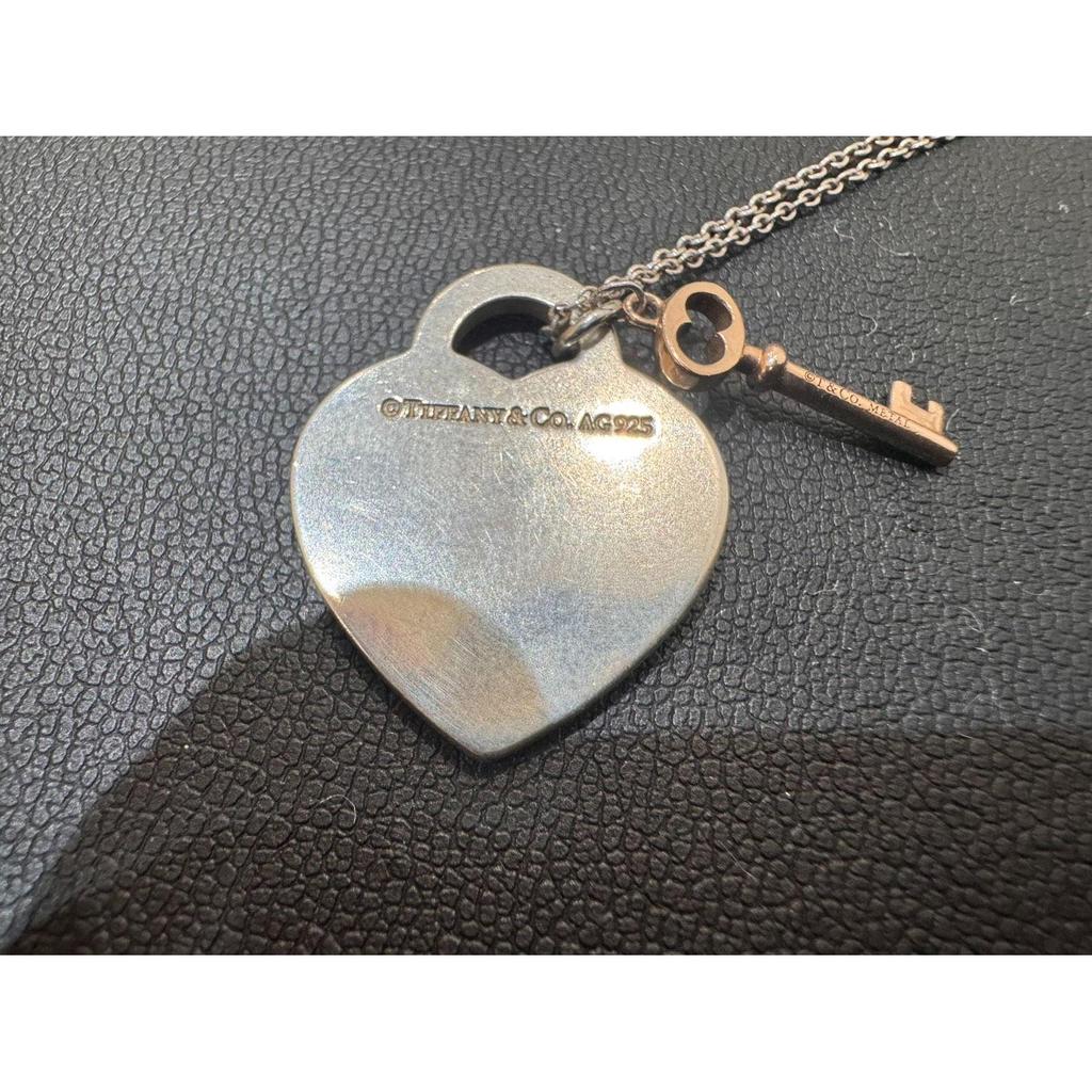 Used Rare with Sales Certificate Tiffany "Return To Tiffany Heart Tag Key Pendant Rubedo Metal" Model