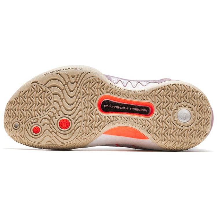 Anta Shock Wave 5 Mutation Low top Slip Resistant Abrasion Resistant Basketball Shoes Women's White Purple 122331106-1