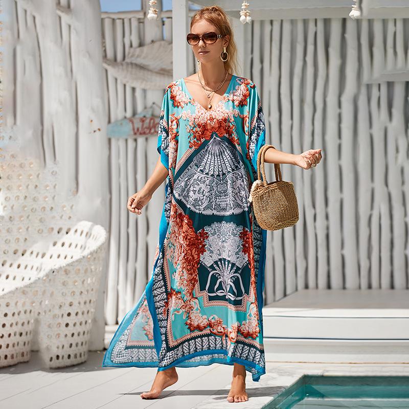 2022 European & American Plajă Rayon Acoperire Robă Lungă Costum de Baie Rochie de Damă