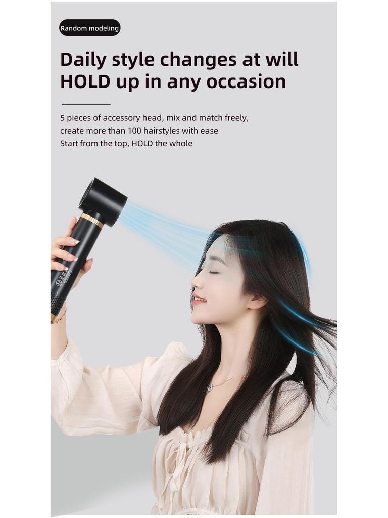 5-in-1 Hot Air Brush Set: Automatic Curler, Straightener, Multifunctional Hair Dryer with Replaceable Heads