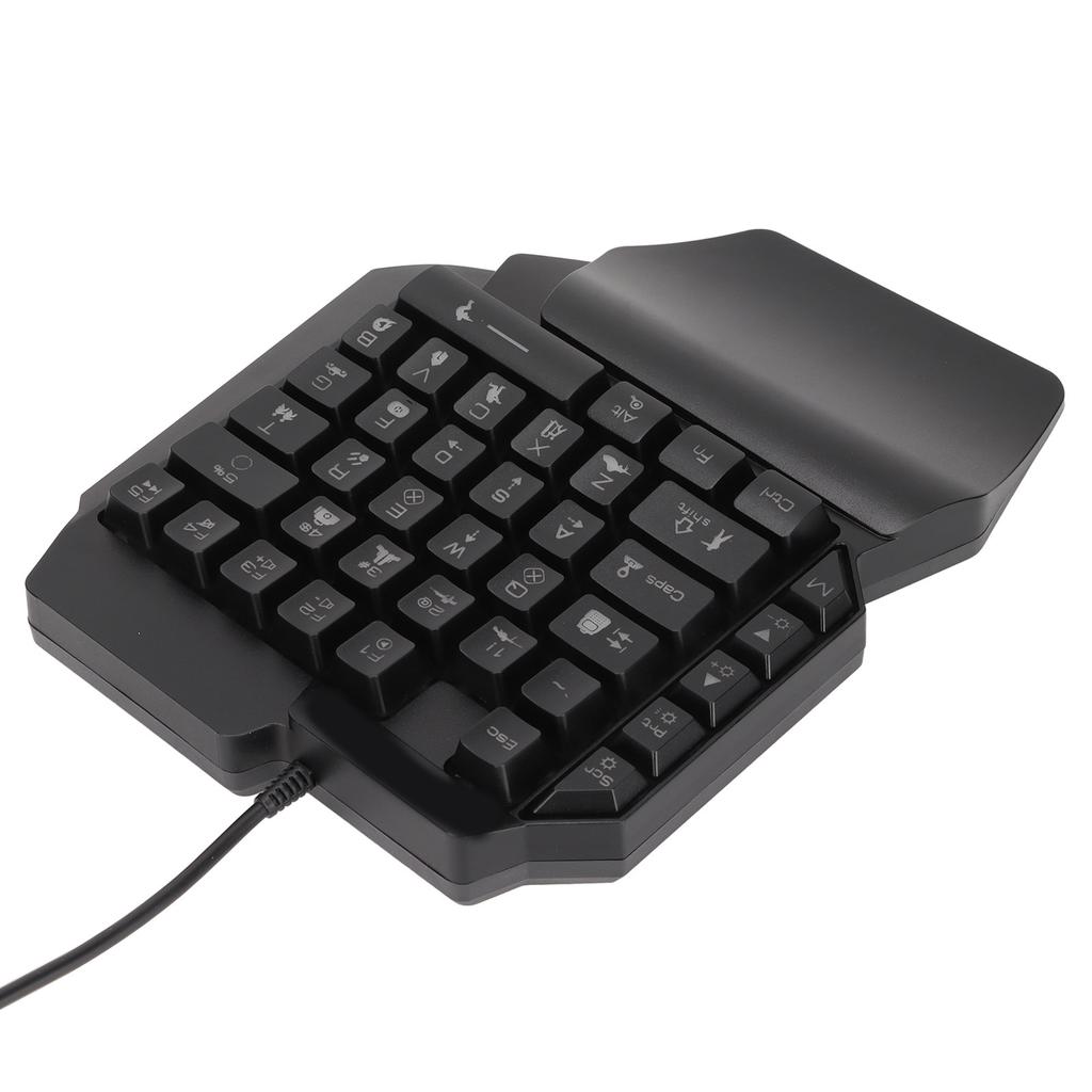 One Handed Gaming Keyboard 39 Keys Luminous Ergonomic Design Anti Slip Waterproof USB Mechanical Keyboard