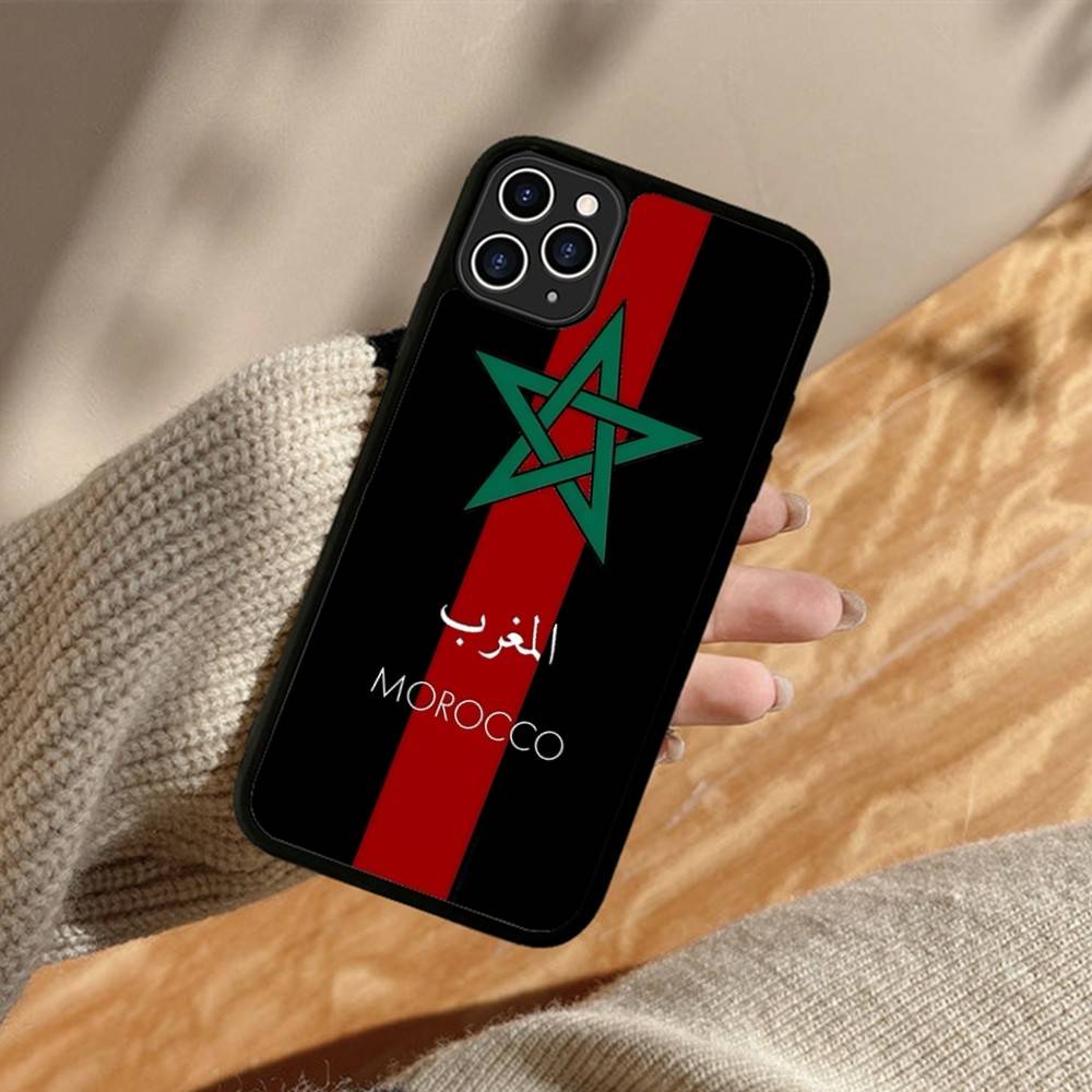 Morocco Map Flag Phone Case For IPhone 11 12 13 14 15 16 17 Pro Max Plus PC+TPU Cover