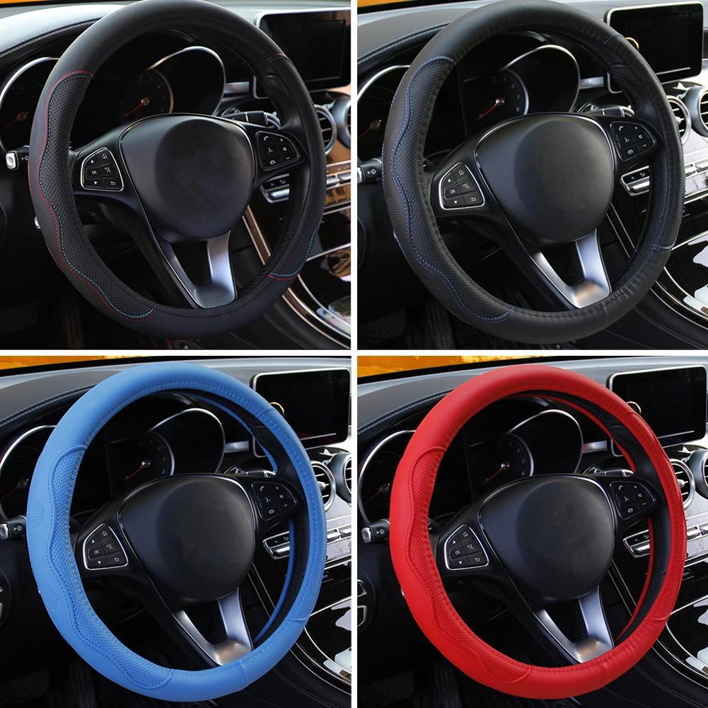 38cm Universal Steering Wheel Cover Soft Artificial Leather Braid Steering Wheel Cover Sport Styling Cover Interior Accessories