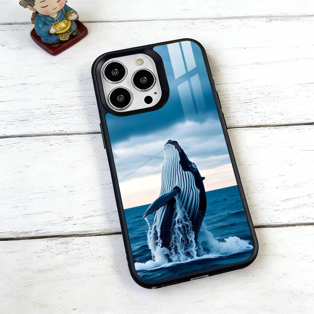 Ocean Blue Whale Phone Case For iPhone17,16,15,14,13,12,11 Plus,Pro Magnetic with Magsafe Wireless Charging