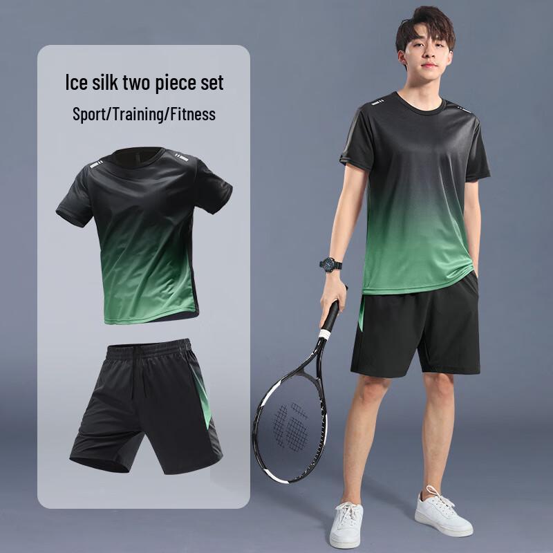 

Мужской спортивный костюм-футболка WEZHO из ледяного шелка, быстросохнущий