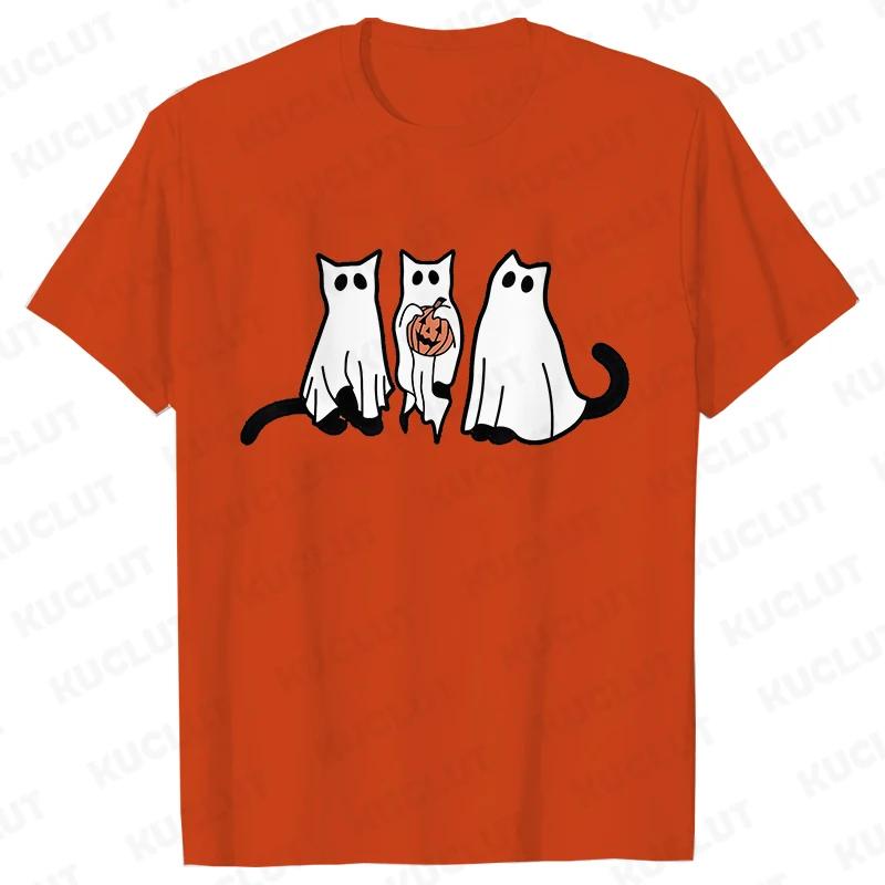 Fashion Halloween Party Tee Shirt Women Clothing Harajuku Designer Cat Pumpkin Halloween Graphic Y2k Tops Short Sleeve Tshirt