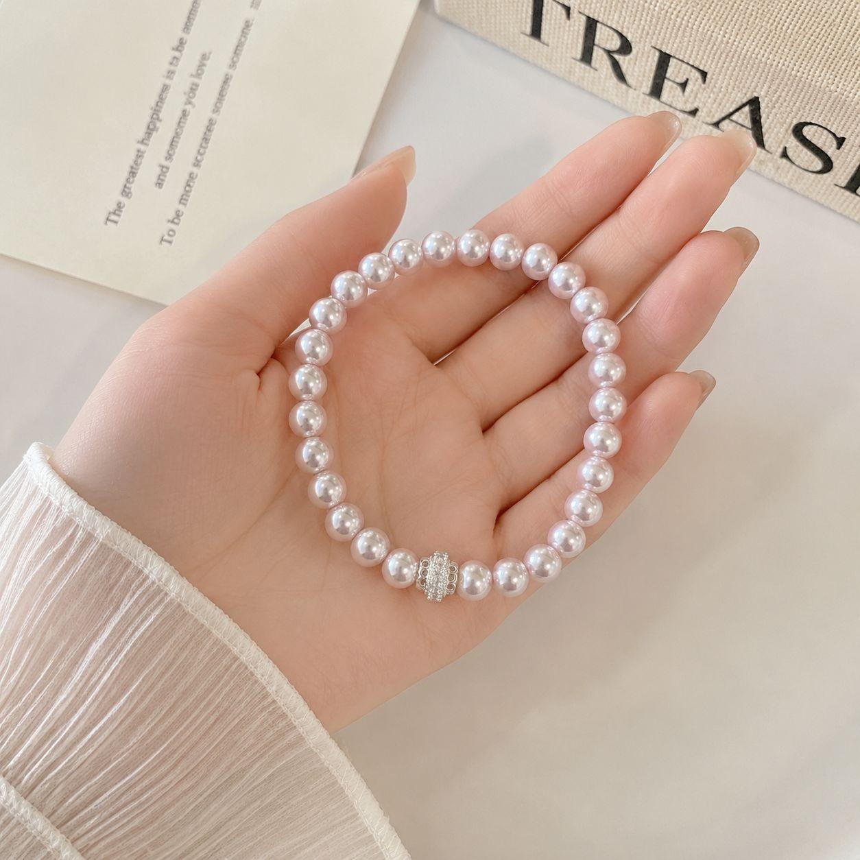 Exquisite French Manta Rose Pearl & Cubic Zirconia Beaded Bracelet for Women – Light Luxury Fashion Jewelry
