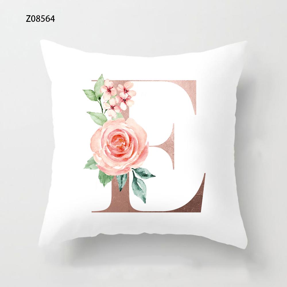 

Наволочка с розовыми инициалами ABC, алфавит, цветы, домашний диван, декоративная наволочка для подушки, гостиная, спальня, кровать, декоративная наволочка