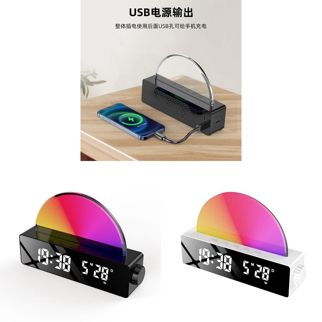 Digital Alarm Clock With Colorful Led Lights For Bedroom Use