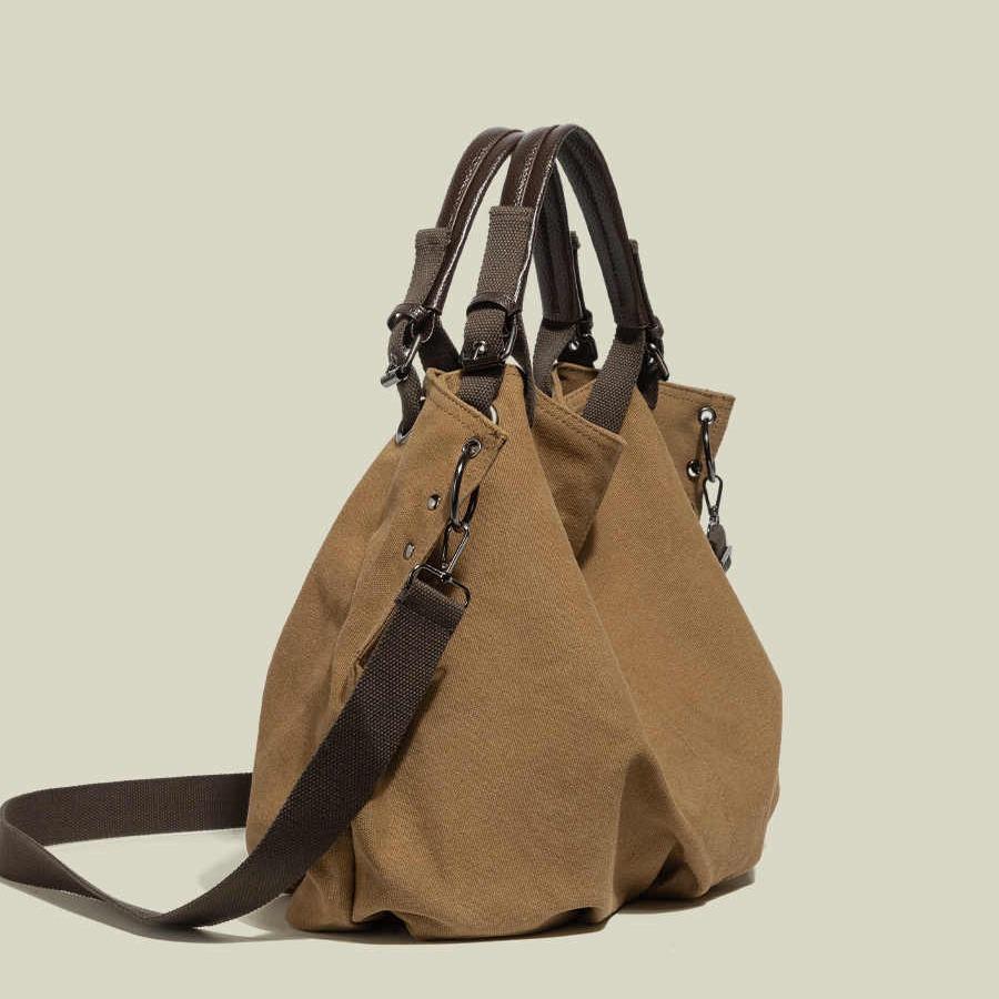 HENGJINGY tote bag canvas retro commuter handbag shoulder messenger bag