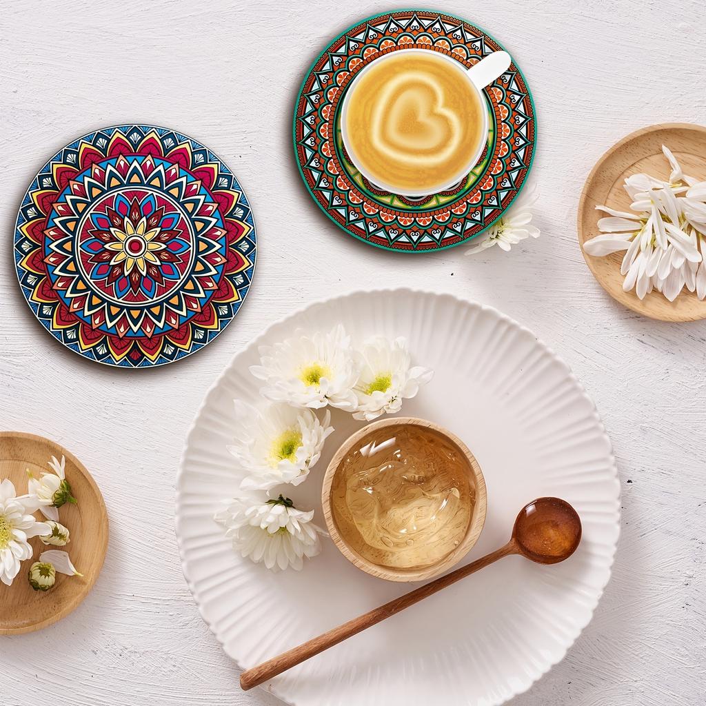 8 Pcs Wooden Coasters, Waterproof & Stain Proof, for Table Decor Placemats, Natural Wood Look, Durable