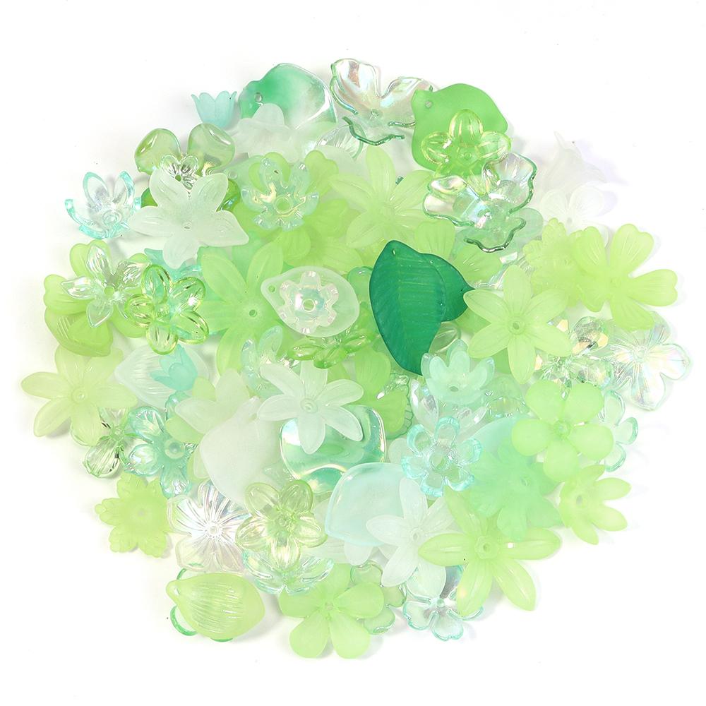 50g/lot Multistyle Acrylic Beads Colorful Flower Leaf Shape Loose Spacer Beads For DIY Handmade Phone Chain Keychain Accessories