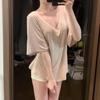 Women's Modal V-Neck Loose Casual Top - Solid Color, Half Short Sleeve, Hip-Length, Summer Fit