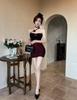 Elegant Halterneck Floral Bodycon Mini Dress with Pleated High-Waist